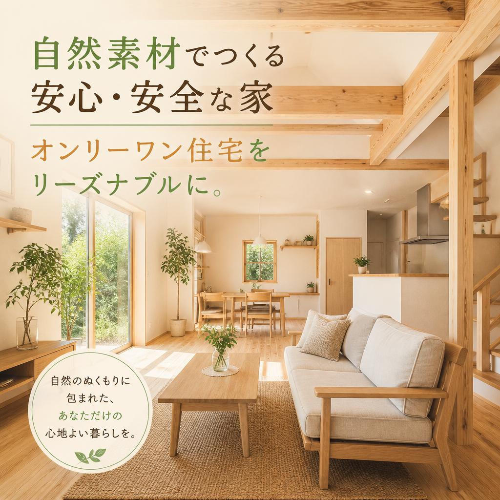 自然素材でつくる安心・安全な家、オンリーワン住宅をリーズナブルに。