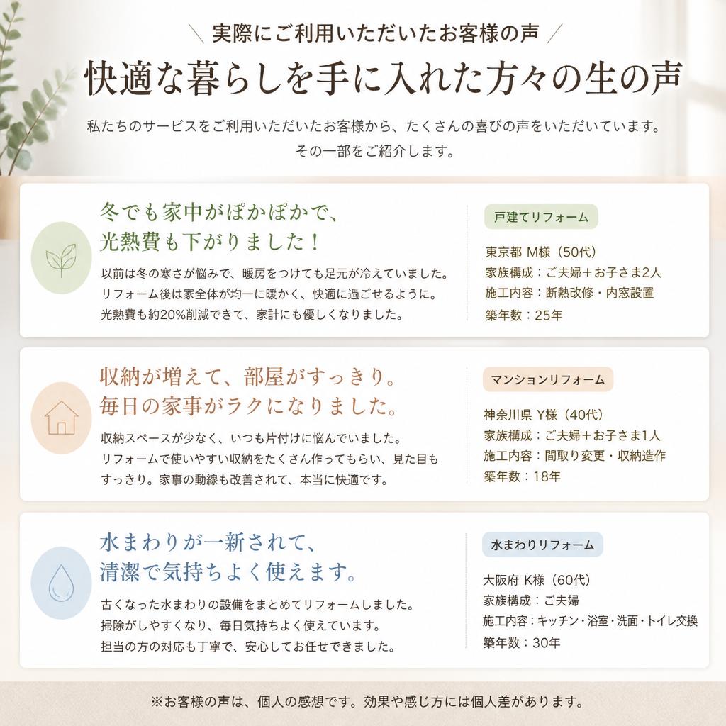 お客様の声 - 満足度の高い住まい