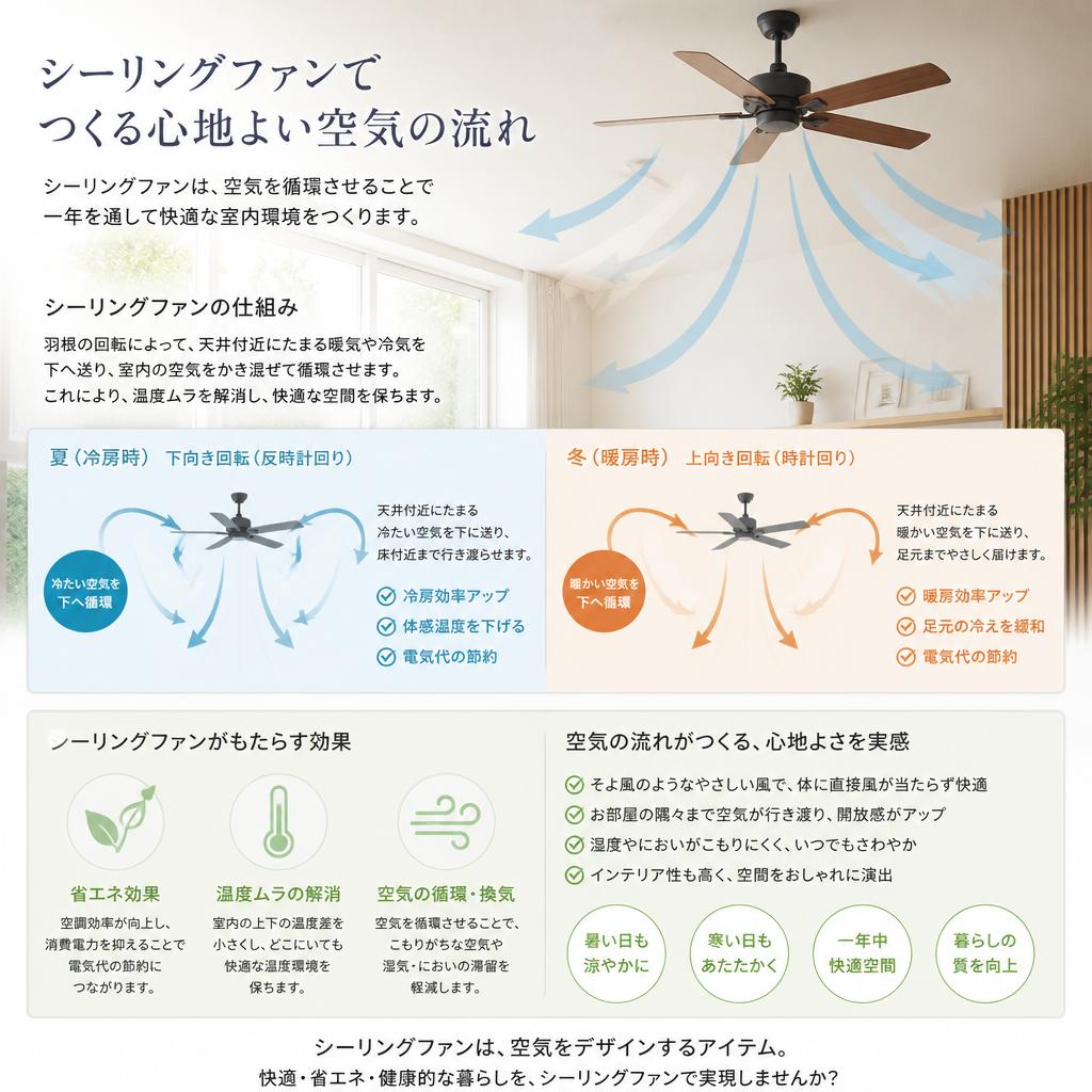 シーリングファンで実現する快適空間