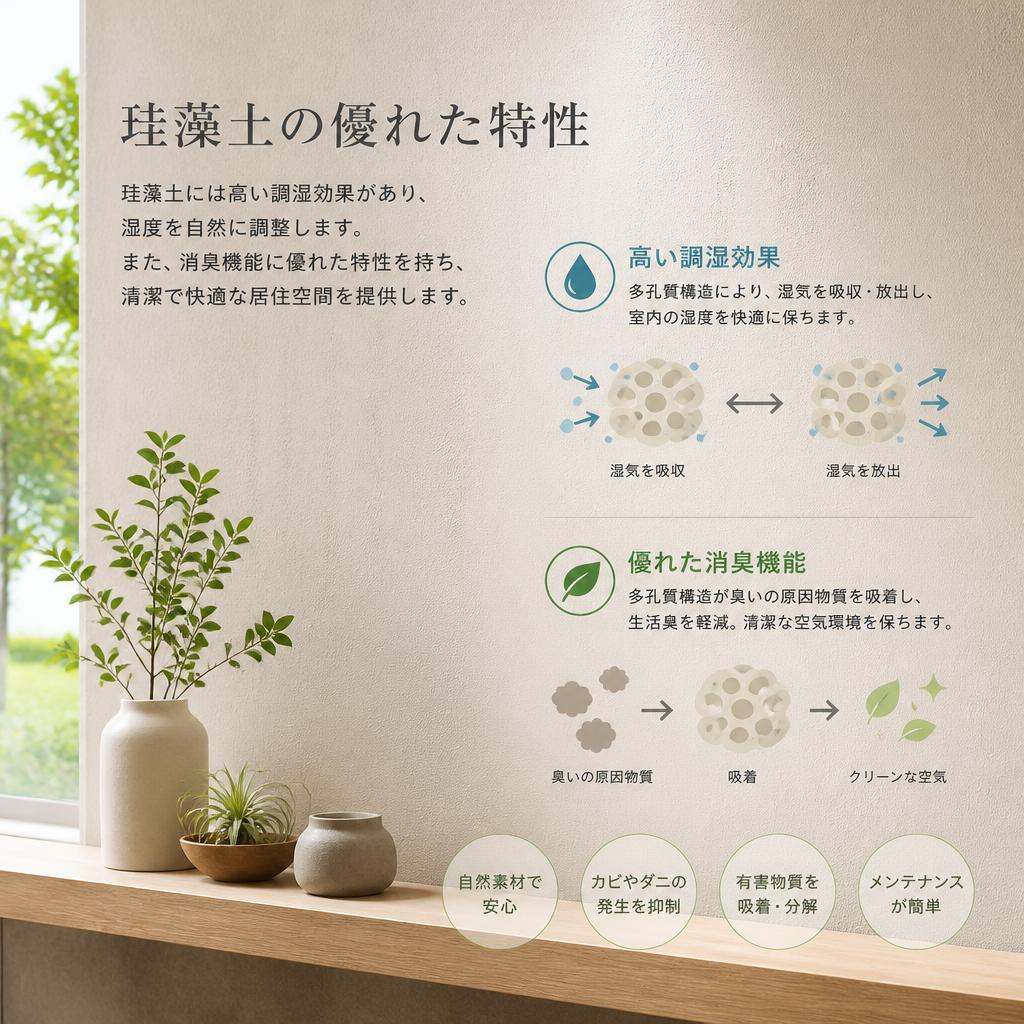 珪藻土の魅力：調湿効果と消臭機能