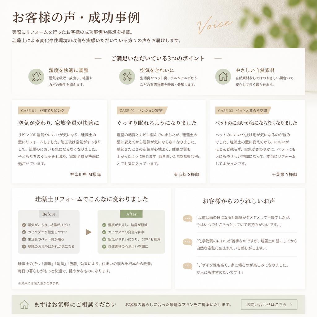 リフォームの成功事例とお客様の声